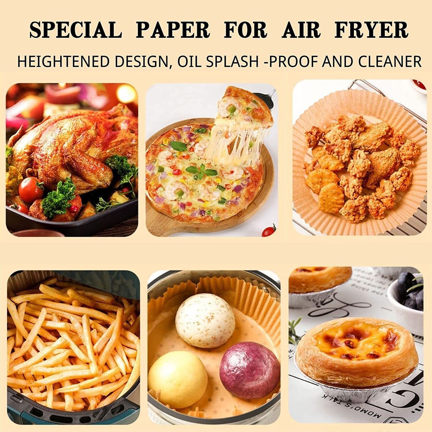 50PCs Air Fryer Disposable Paper Liner Non-stick Disposable Cooking Roasting Baking Parchment Paper Sheets Airfryer Bakpapier